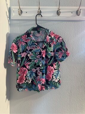 Tropical Floral Button Down Shirt